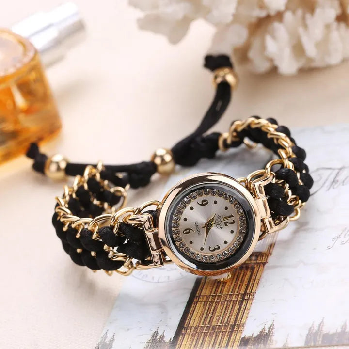 Analog Watches For Girls Luxury Stylish Girls Analog Handmade Braided Bracelet Watch Thread Knitted Weaved Strap Women Dress Casual Watches Relogio Feminino Female Ladies Wrist Watch Best For Personal Use Or Gift Birthday Party