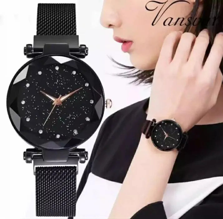Women Mesh Magnet Buckle Starry Sky Luxury Fashion Analog Watches for Girls - 2020 Model - Magnetic Strip/Chain - College/Office