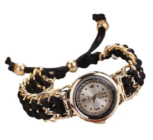 Analog Watches For Girls Luxury Stylish Girls Analog Handmade Braided Bracelet Watch Thread Knitted Weaved Strap Women Dress Casual Watches Relogio Feminino Female Ladies Wrist Watch Best For Personal Use Or Gift Birthday Party