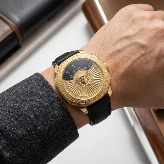 Luxury Greek Style Watch for Men Premium Quality Leather Strap Watch for Boys New Fashion Watch for Gents