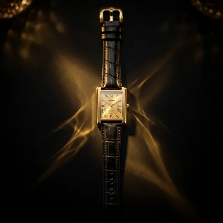 🔥Trendy Men's Leather Strap Rectangular Roman Dial Quartz Watch | Classic Formal Wrist Watch for Men | Premium Business Casual Watch