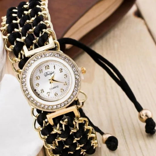 Analog Watches For Girls Luxury Stylish Girls Analog Handmade Braided Bracelet Watch Thread Knitted Weaved Strap Women Dress Casual Watches Relogio Feminino Female Ladies Wrist Watch Best For Personal Use Or Gift Birthday Party
